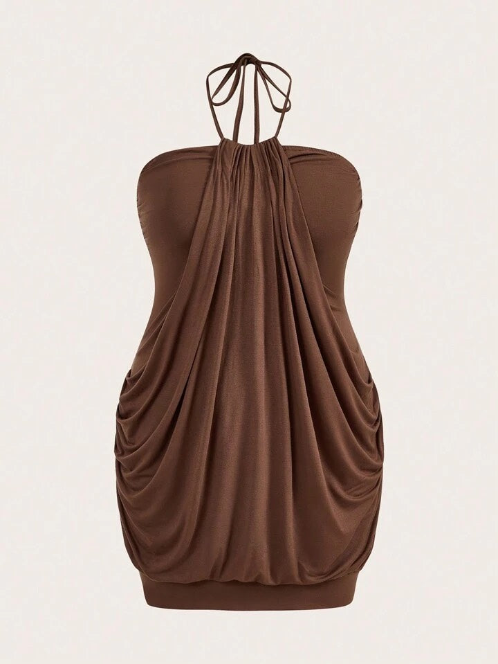 Marrone | Halter Dress