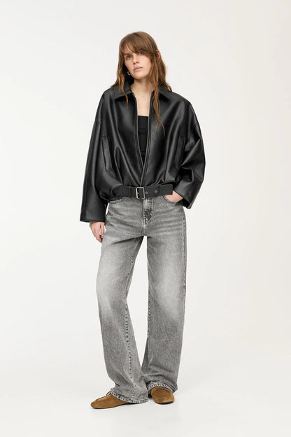 Moro | Belted Leather Bomberjack