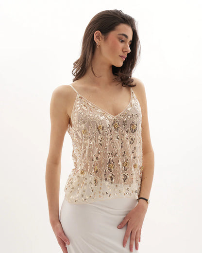 Lucia | Embellished Top Cream