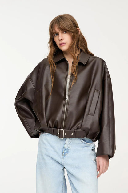 Moro | Belted Leather Bomberjack