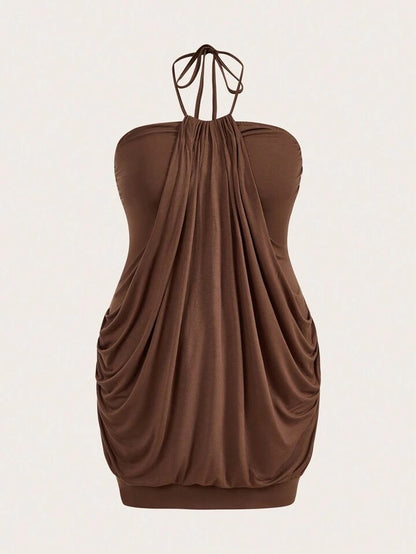 Marrone | Halter Dress